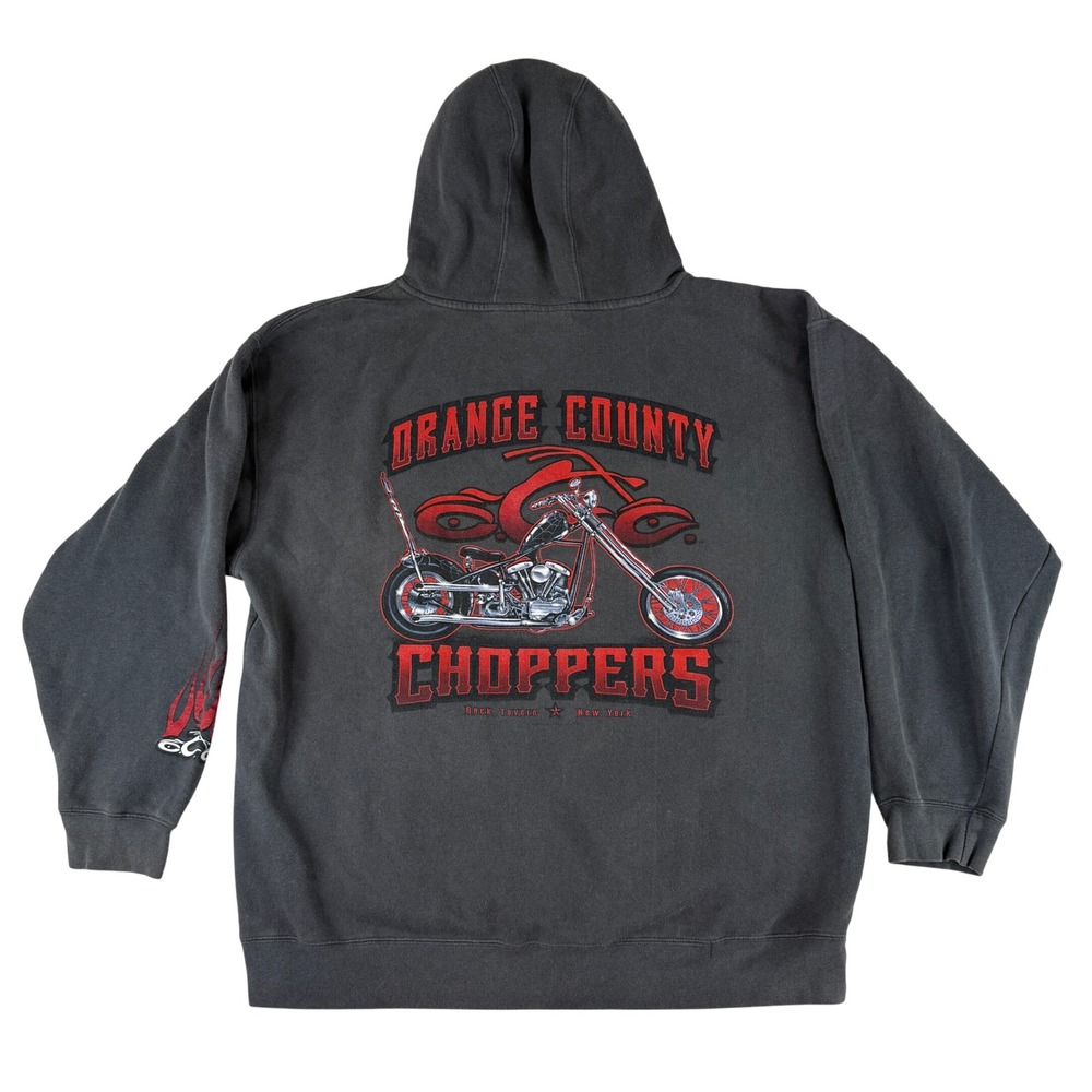 Orange County Choppers Hoodie Mens XL Grey Vintage Graphic Biker Sweatshirt
